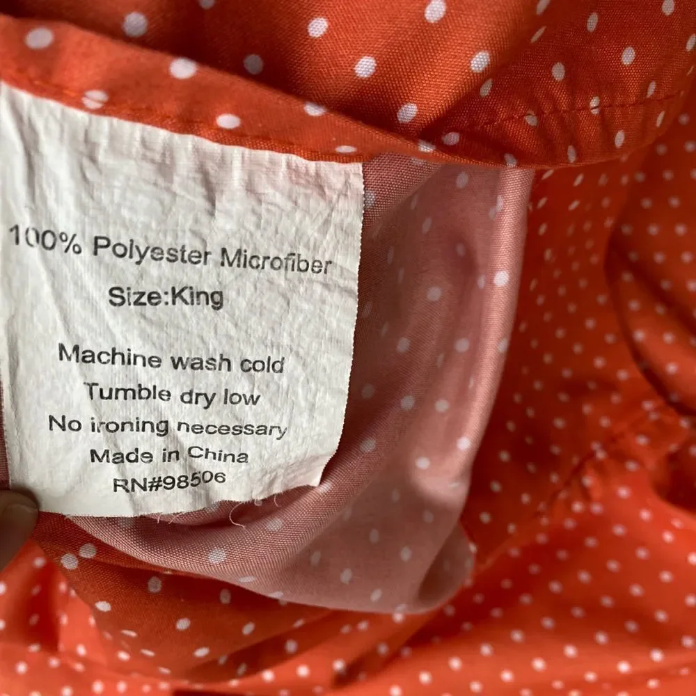 Simple Orange White Dot Bed Flat Top Sheet